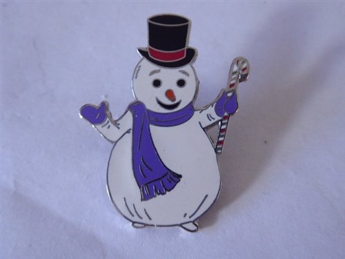 Disney Trading Pin: Mickey Snowman, Silver Tone